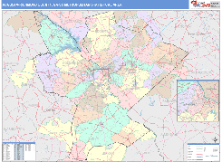 Augusta-Richmond County Metro Area Digital Map Color Cast Style